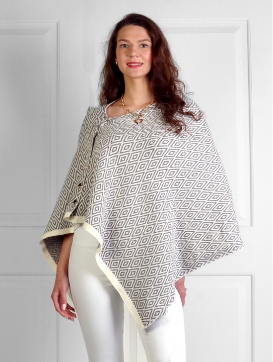 Diamond Pattern Button Shawl